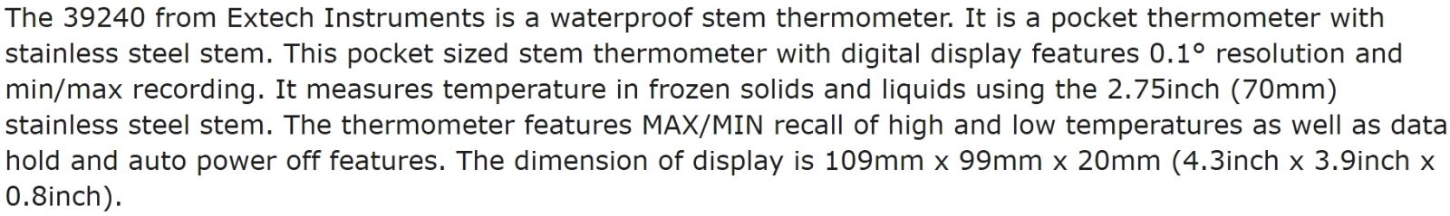 מודד טמפרטורה ידני דיגיטלי EXTECH INSTRUMENTS 39240 TEXT